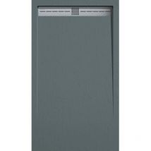 Extra flache Duschwanne arco in Schieferoptik anthrazit 80x100 cm Ablaufschutz in Chrom