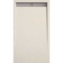 Mineralguss-duschwanne Extra Flach Arco Schieferoptik Sand 70x150 Cm Ablaufschutz In Chrom