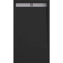 Extra flache Duschwanne ARCO in Schieferoptik SCHWARZ 70x170 cm Ablaufschutz in Chrom
