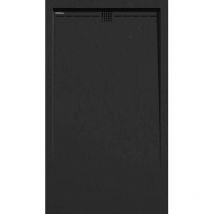 Extra flache Duschwanne arco in Schieferoptik schwarz 80x160 cm Auslaufschutz in Farbe