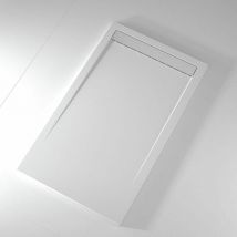 Stano. - Extra flache Duschwanne clever in Schieferoptik WEIß 70x80 cm