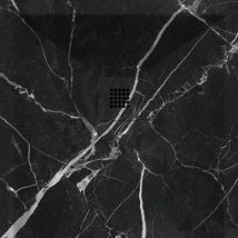 Extra flache Duschwanne dekor marquina schwarzes Marmor 80x170 cm