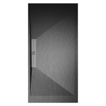 Extra flache Duschwanne edis in Schieferoptik anthrazit 80x100 cm