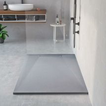 Extra flache Duschwanne NARVI Schieferoptik GRAU 80x160 cm