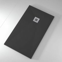 Extra flache Duschwanne onda in Schieferoptik anthrazit 80x130 cm Ablaufschutz in Chrom
