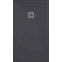 Mineralguss-duschwanne Extra Flach Onda Schieferoptik Anthrazit 100x210 Cm Ablaufschutz In Chrom