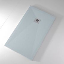 Extra flache Duschwanne onda in Schieferoptik grau 70x90 cm Ablaufschutz in Chrom