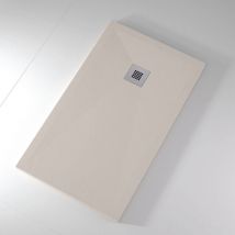 Mirlo - Extra flache Duschwanne onda in Schieferoptik sand 80x130 cm Auslaufschutz in Farbe
