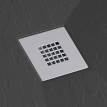 Extra flache Duschwanne onda in Schieferoptik schwarz 100x110 cm Ablaufschutz in Chrom