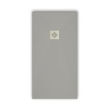 Extra flache Duschwanne pure Schieferoptik grau 80x120 cm Ablaufschutz in Chrom
