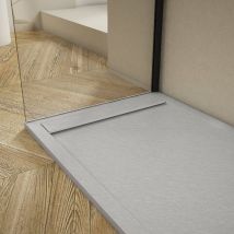 Extra flache Duschwanne ribera Schieferoptik grau 80x110cm