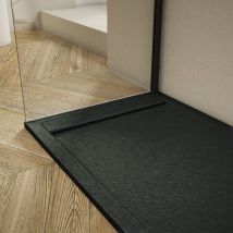 Extra flache Duschwanne ribera Schieferoptik schwarz 90x110cm