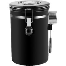 Extra Große Kaffeebehälter Für Ganze Bohnen Und Gemahlenen Kaffee, Luftdichter Edelstahl, Mit Ablassventil Und Kaffee (schwarz, 1800 Ml)