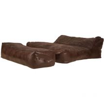 Extra Large pu Faux Leather Love Sack Bean Bag with Love Bench - Mocha/Black - Black