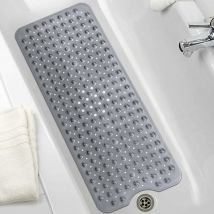 Extra Long Bath Mat with Strong Suction Cups Anti-Slip Bath Mat pvc Material Machine Washable Anti Mildew Antifungal Bathroom Shower Mat