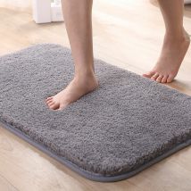 Extra Thick Anti-Slip Absorbent Bath Mat Bathroom Shower Floor Mat Chenille Machine Washable (Grey, 60x90cm)