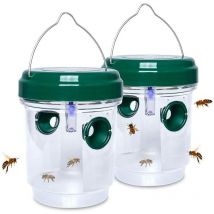 Lot de 2 pièges à guêpes solaires à suspendre, piège à abeilles charpentier à suspendre, piège à guêpes réutilisable à l'extérieur, tueur de veste