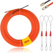 Extractor de cables eléctrico de 30 m con aguja de nailon, Φ4 mm, con 3 cabezales guía flexibles, aguja para enhebrar cables, para electricistas,