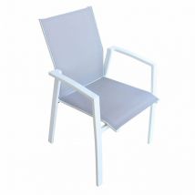 Extraire le fauteuil de chaise empilable avec structure en aluminium et Nile Textilene White - White