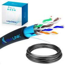 EXTRALINK Cable de outdoor network CAT5E Cable FTP (F/UTP) Cable Ethernet Shielded 50M 24AWG, Cable outdoor network Twisted Pair, Cable Rj45 Copper,