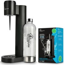 ExtralinkSmart Life machine à eau gazeuse avec bouteille PET de 1L, taille compacte, carbonatation légère à élevée, machine à eau gazeuse pratique et