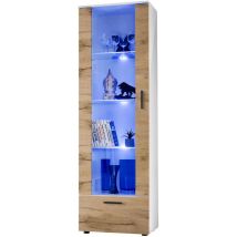 Vitrines Murales T40, Extreme Furniture, (lxhxp): 62 X 192 X 42, Carcasse En Noir Mat, Façades En Noir Brillant, Sans Led