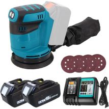 Teetok - Exzenterschleifer Polierer,Bürstenlos, 18v lxt Lithium ø 125mm, mit 4PCS Schleifpapier + 2x5.5Ah Batterien + DC18RC Ladegerät),Kompatibel
