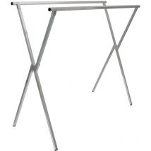 Eyepower - Perchero de Burro 100% metal plegable portátil versátil 2 Barras para colgar prendas 150 cm de largo plateado