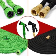 Eyepower - Tuyau pour Arroser élastique Magic Hose extensible 3 fois sa longueur de 7,5m à 22,5m + Pistolet d'Arrosage connecteurs en laiton Noir