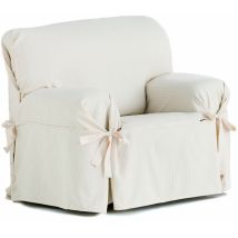 Eysa Bianca Copridivano 1 Posto, Non Elastico Con Laccetti, Cotone, 00-ecru, 80 X 120 X 70 Cm