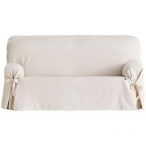 Eysa Bianca - Copridivano con fiocchi in cotone, Beige (Ecru) 2 posti, 140 - 180 cm