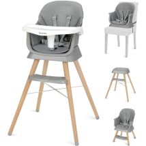 6 en 1 Chaise Haute Bébé,Siège d'Appoint,Chaise pour Enfants Multifonctionnelle,Repose-Pieds pour Bébé à partir de 6 mois,Gris