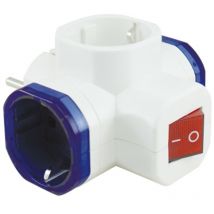 Clavija triple schuko con interruptor