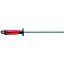 Fleischerstahl 25 cm Griff rot/schwarz Wetzstahl rund mit 2 K-Griff - F.dick