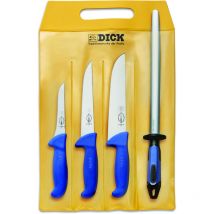 F.dick - Set de couteaux ErgoGrip 4 pièces (3 couteaux de boucher, fusil à aiguiser, hrc 56°)