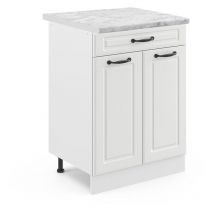 Meuble cuisine R-Line, Blanc campagne, 60 cm avec tiroir, PT Marbre, Vicco