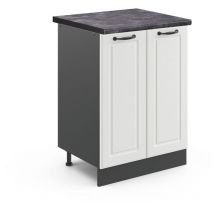 Meuble bas de cuisine R-Line, Blanc campagne, 60 cm, pt Anthracite Vicco