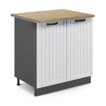 Meuble bas sous-évier Fame-Line, Blanc campagne, 80 cm avec étagère, pt Chêne Vicco