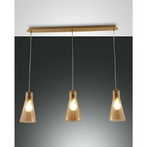 Fabas Luce Lighting - Fabas Luce Dafne Plafonnier suspendu Straight Bar en verre ambré, E27