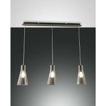 Fabas Luce Lighting - Fabas Luce Dafne Plafonnier Suspension Barre Droite Verre Gris Transparent, E27