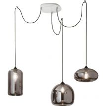 Fiona LED-Hängeleuchter aus Metall und geblasenem Rauchglas 3496-47-126 Fabas Luce