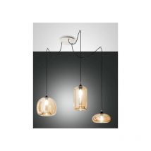 Fabas Luce Lighting - Lustre suspendu Fiona led en métal et verre soufflé ambré 3496-47-125 Fabas Luce
