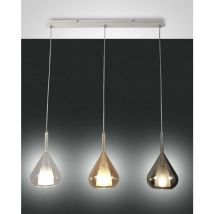 Fabas Luce - Lila Plafoniera a Sospensione Bar Dritta Ambra, Grigio e Vetro Trasparente, E27