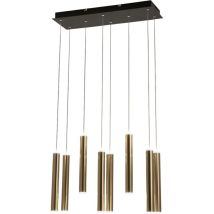 Prado Lampadario A Sospensione Ottone Satinato E Nero L.60x20cm 8 Luci A Led 3000k - 52w - 5760 Lm Dimmerabile