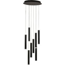 Prado Lampadario A Sospensione Nero D.40cm 8 Luci A Led 3000k - 52w - 5760 Lm Dimmerabile