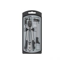 Faber-castell - compas de ajuste rapido con alargadera - articulaciones en ambos brazos - accesorios de recambio - adaptador universal
