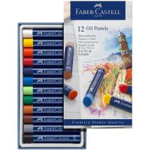 Faber-Castell 127012 - Pastelli a olio permanenti studio quality, confezione da 12 pezzi
