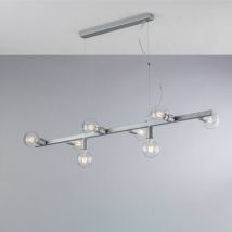 Bonetti Illumina - Fabian - Suspension en fer laqué blanc et argent 8 lumières L.121 x 16 - BL293-8-ARG