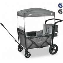 Arebos - FableKids Folding Cart leo X2Plus with Roof Foldable Transport Cart Fossil Grey - Fossil Grey