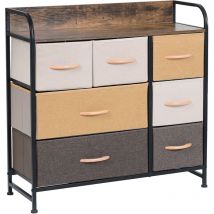 Fabric Chest of Drawers, Storage Dresser, Organizer Unit, with Wood Top & Metal Frame, for Bedroom, Living Room, Nursery Room, Hallway, 7 Drawers, 3